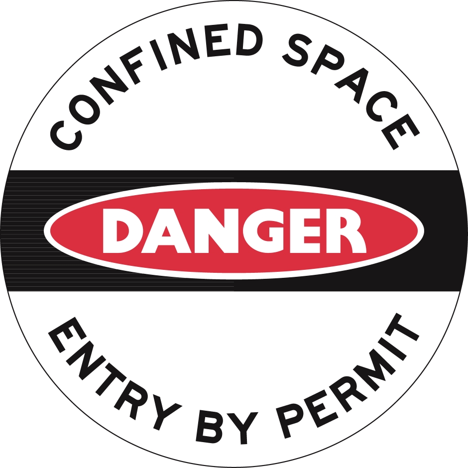 Other view of Safety Sign - Floor - Danger Confined Space Entry By Permit Only - Self Adhesive Vinyl - Red/Black/White - 440 mm - Prosafe