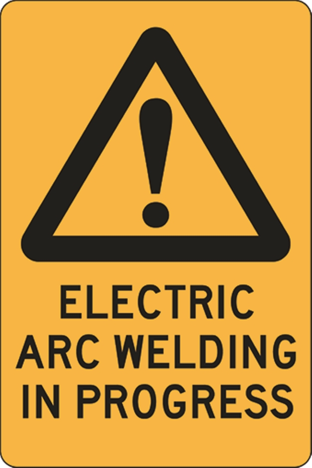 Other view of Safety Sign - Warning - Electric Arc Welding In Progress - Self Adhesive Vinyl - Black On Yellow - 180 x 250 mm - Prosafe