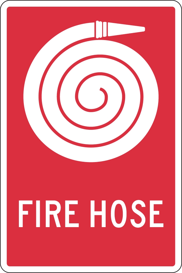 Other view of Safety Sign - Fire Equipment - Fire Hose - Colorbond Steel - White On Red - 300 x 450 mm - Prosafe