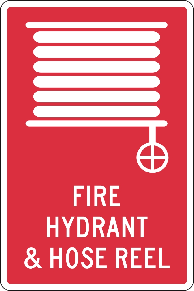 Other view of Safety Sign - Fire Equipment - Fire Hydrant & Hose Reel - Polypropylene - White On Red - 450 x 600 mm - Prosafe