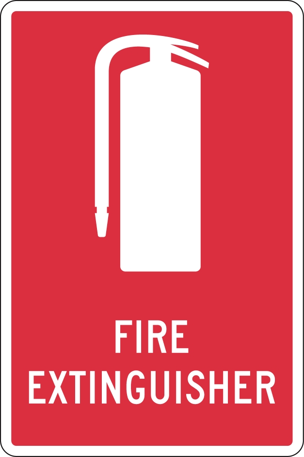 Other view of Safety Sign - Fire Equipment - Fire Extinguisher - Self Adhesive Vinyl - White On Red - 90 x 125 mm - Prosafe