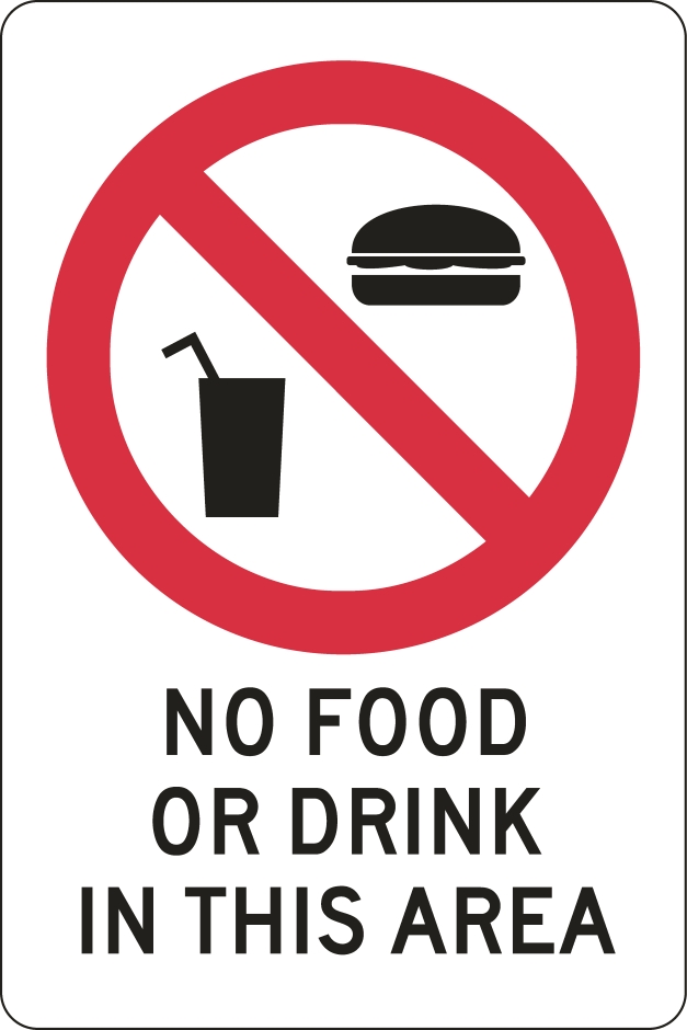 Other view of Safety Sign - Prohibition - No Food/Drink In This Area - Polypropylene - 300 x 450 mm - Prosafe