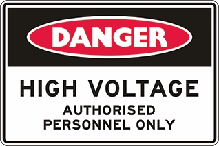 Other view of Safety Sign - Danger - High Voltage Authorised Personnel Only - Polypropylene - Red/Black/White - 300 x 225 mm - Prosafe