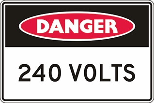 Other view of Safety Sign - Danger - 240 Volts - Colorbond Steel - Red/Black/White - 450 x 300 mm - Prosafe