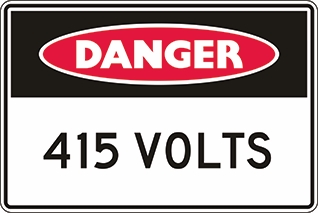 Other view of Safety Sign - Danger - 415 Volts - Colorbond Steel - Red/Black/White - 300 x 225 mm - Prosafe