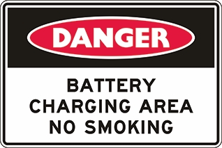 Other view of Safety Sign - Danger - Battery Charging Area No Smoking - Polypropylene - Red/Black/White - 450 x 300 mm - Prosafe