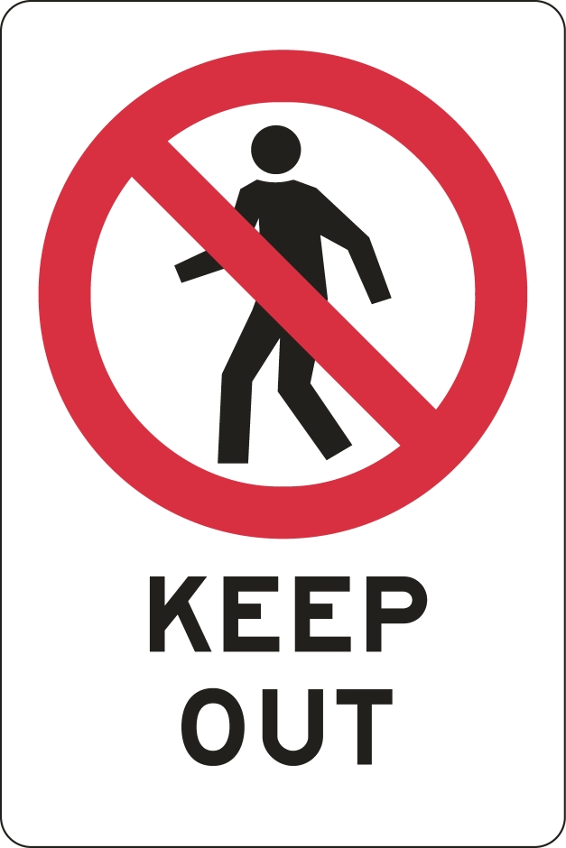 Other view of Safety Sign - Prohibition - Keep Out - Polypropylene - Black On White - 450 x 600 mm - Prosafe