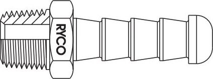 Other view of Hose Barb - Plated Steel - 1/2" x 3/8" - Barb x Male BSPT - 308 - RYCO