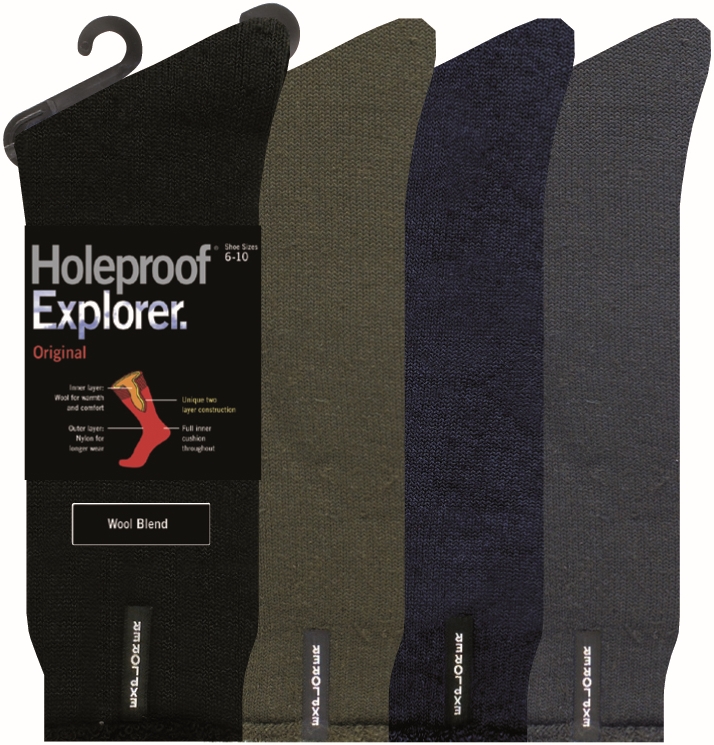 Other view of Men's Explorer Long Socks – Nylon - Wool – Black – 6/10 – S1136P – Holeproof