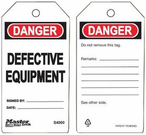 Other view of Safety Tag - Danger Defective Equipment - White/Red/Black - 5-3/4