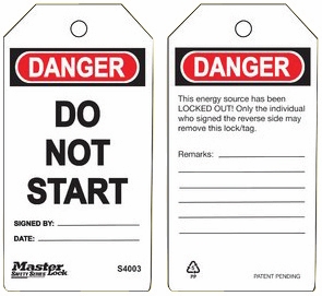 Other view of Safety Tag - Danger Do Not Start - White/Red/Black - 5-3/4