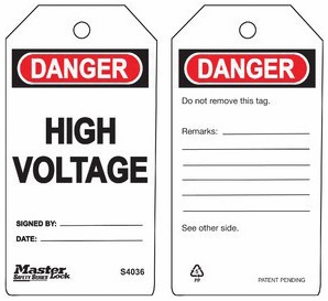 Other view of Safety Tag - Danger High Voltage - White/Red/Black - 5-3/4