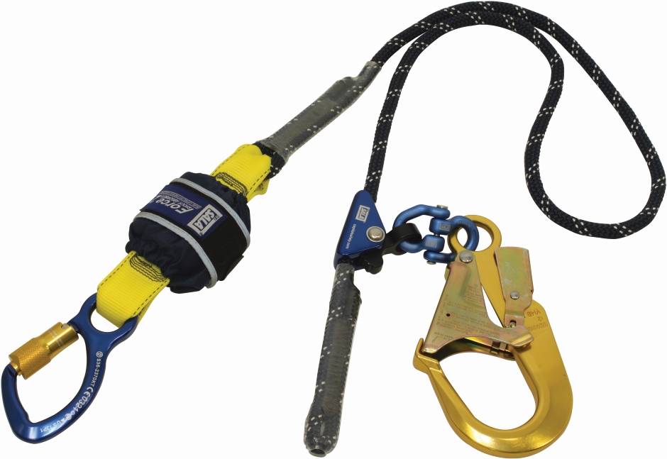 Other view of Adjustable Shock Absorbing Kernmantle Rope Lanyard - Repel™ Technology Polyester Web - Yellow - 2 m Length - Z11206119CR - Force2™