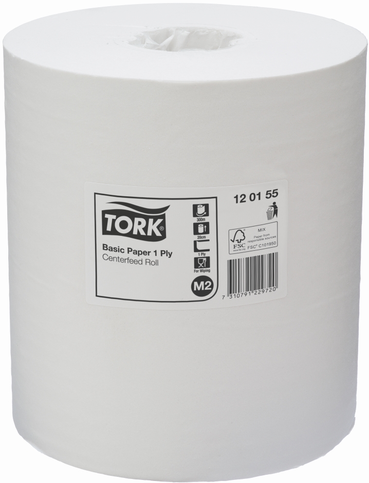 Other view of M2 Basic Paper Centerfeed Roll - Mixed - White - 300 m x 20 cm - 120155 - Tork