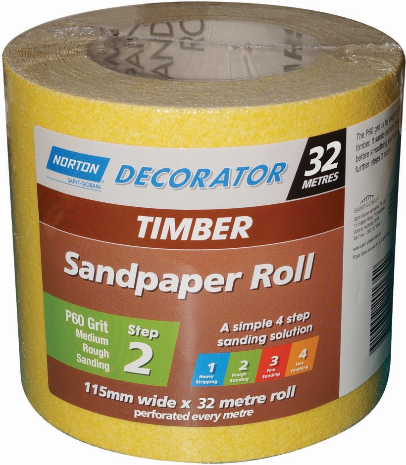 Other view of Sand Paper Roll - Aluminium Oxide - D-Weight - Yellow - 150 mm x 50 m - 60 Grit - A123 - Master Painter - Norton