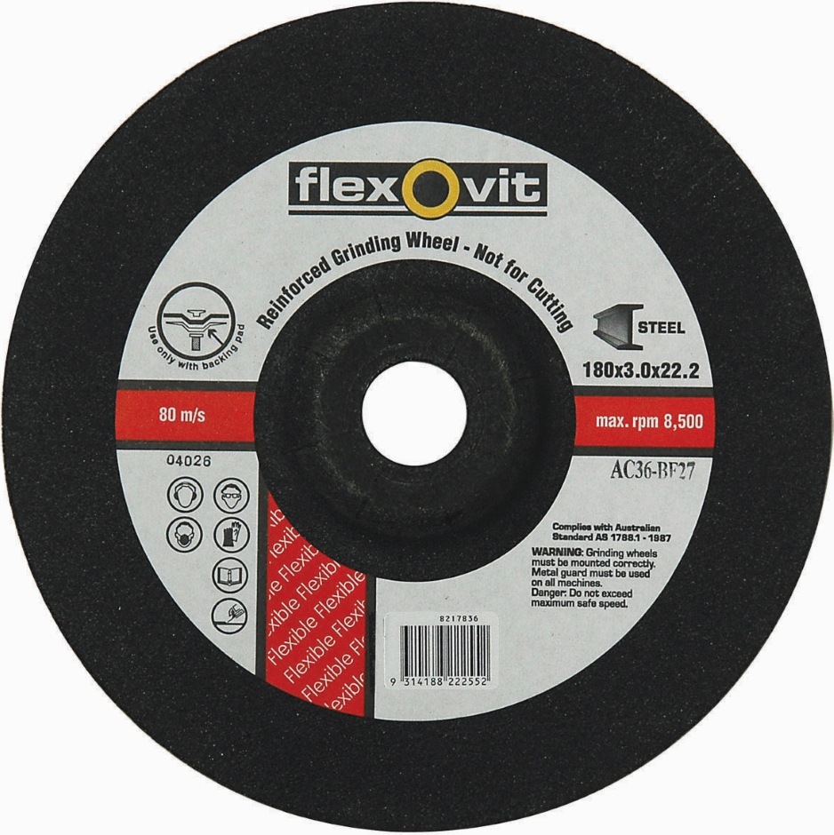 Other view of Depressed Centre Grinding Wheel - Flexible - Aluminium Oxide - 102 x 3 x 16 mm - 80 Grit - Type 27 - AC80-BF27 - Flexovit