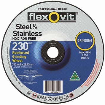 Other view of Flexovit 66252841751 A24/30T Depressed Centre Stainless Steel Grinding Wheel - 230 x 6.8 x 22mm