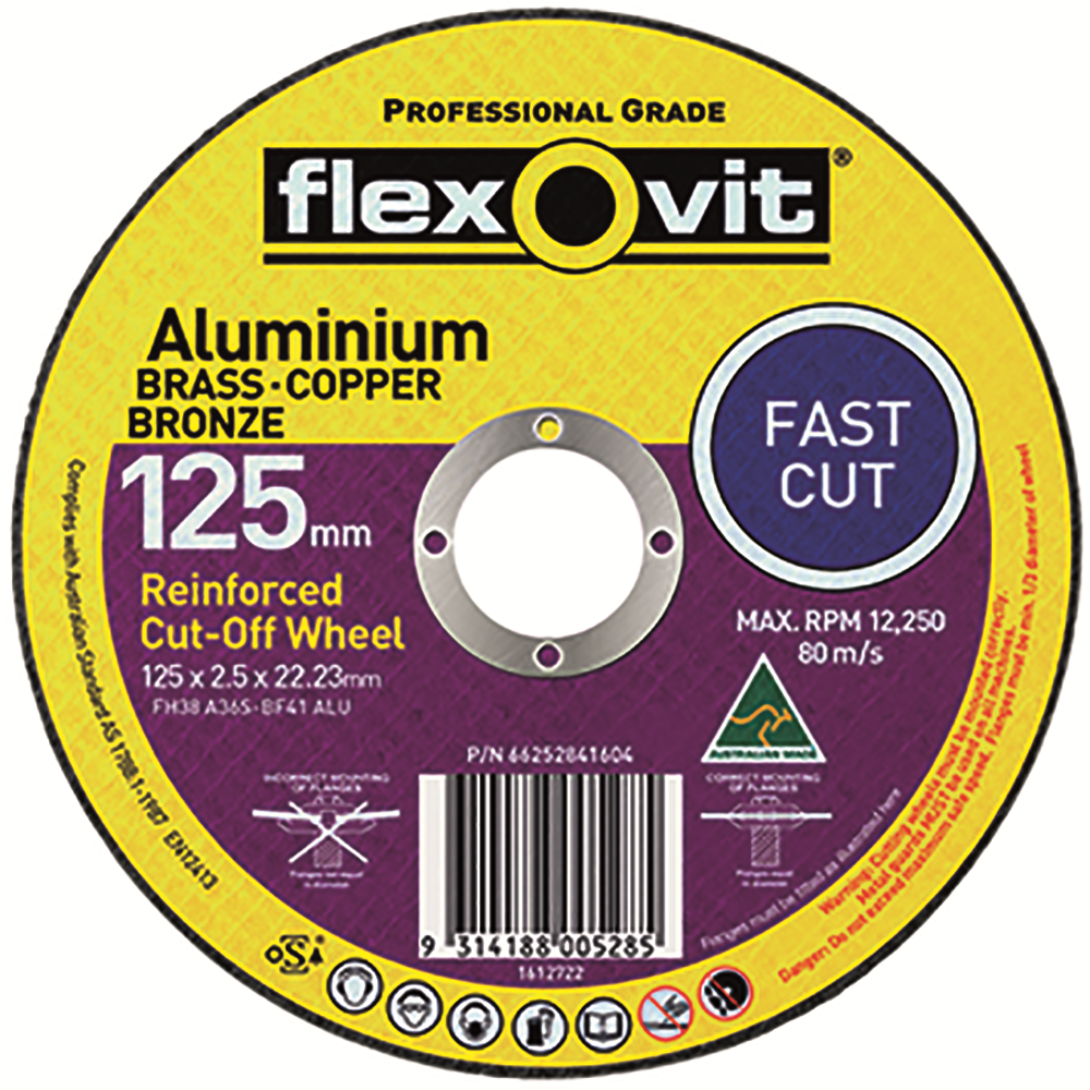 Other view of Flat Cut-Off Wheel - Aluminium Oxide - 125 x 2.5 x 22.2 mm - 36 Grit - Type 41 - FH38-A36S-BF41-ALU - Flexovit