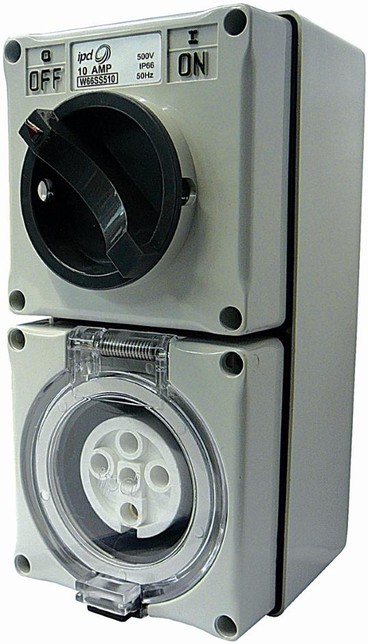 Other view of IPD W66SS315 Socket Switched Outlet Combination With 2 Pole Switch - IP66 - 3Flat Pins - 15A - 250V - Grey