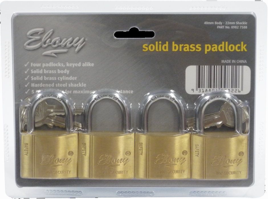 Other view of Padlock - Keyed Alike - Brass - 40 mm x 6.3 mm x 22 mm - 03381783-4