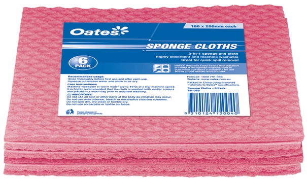 Other view of Sponge Cloth - Pink - 180 x 200 x 6 mm - 6/Pack - SP-059 - Oates