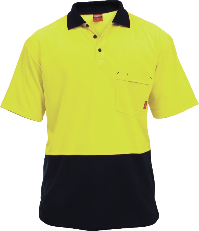 Other view of Men's Micromesh Spliced Polo Shirt – Polyester Micromesh – Yellow/Navy – 2X-Large – BK2500 – Stubbies