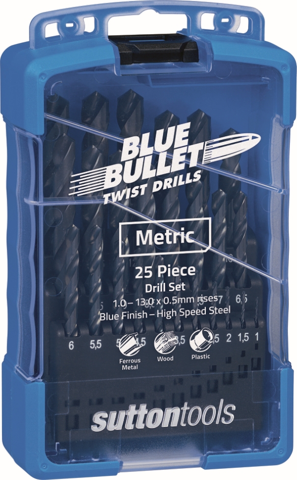 Other view of 25-Piece Jobber Drill Set - HSS - Metric - 1 to 13 mm x 0.5 mm rises - D102 - Blue Bullet - Sutton Tools