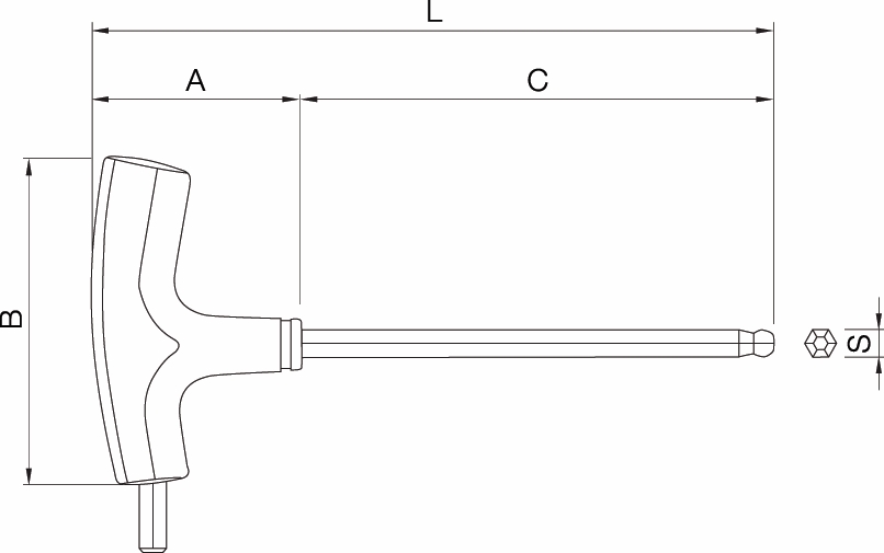 Other view of Hex Key Wrenches - Tee Handle - 2 Way - Ball End - 5/16 - A/F - JBS