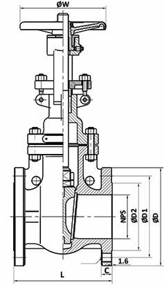 Other view of VALVE GATE S/S ANSI 150 FLANGED 50NB