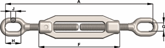 Other view of TOWNLEY TURNBUCKLE EYE/EYE FORGED GAL BSW 1.1/2"