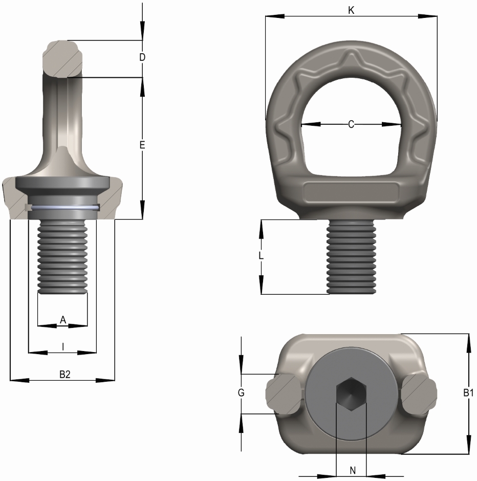 Other view of EYEBOLT SWIVEL GR-100 TOWNLEY UNC 1 1/2"