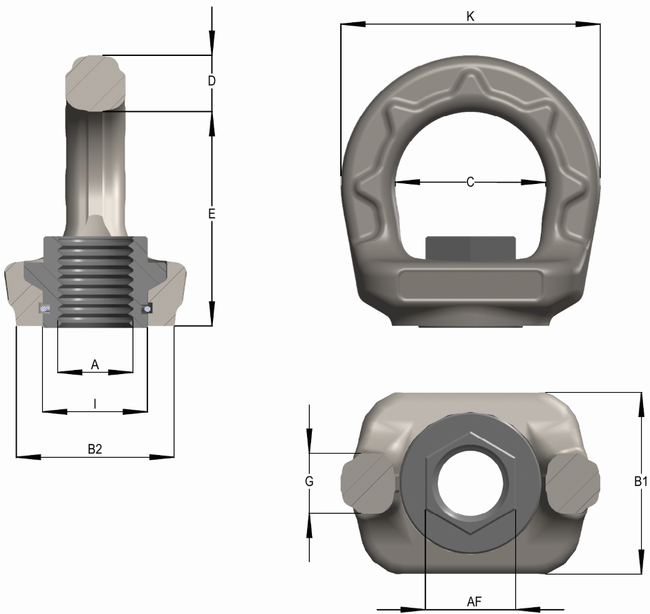 Other view of EYENUT SWIVEL GR-100 TOWNLEY UNC 1 1/2"