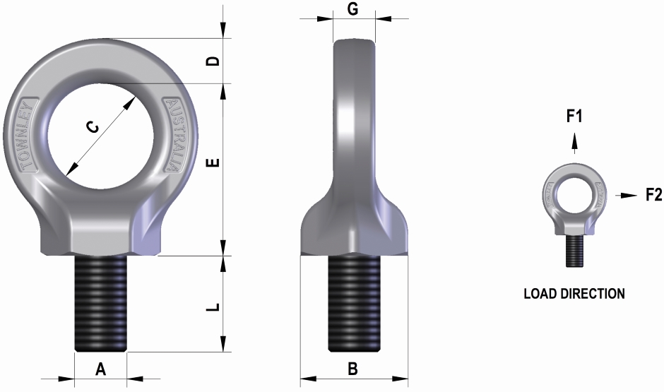 Other view of TOWNLEY EYEBOLT HI TENSILE P-COATED METRIC 08MM