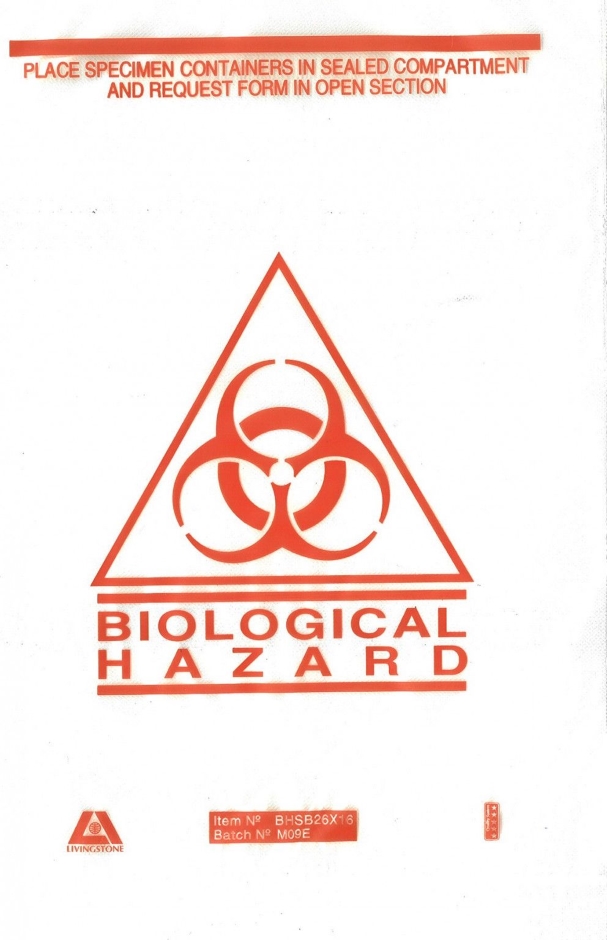 Other view of Biohazard Bag with Hazard Symbol - Sealed Zip-Lock - Clear - 26 cm x 16 cm - BHB-1 - Uneedit