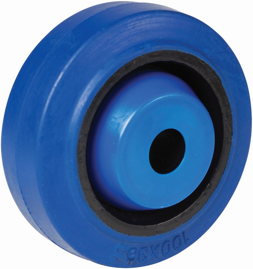 Other view of Wheel - 140 kg - Elastic Rubber - Blue - 12 mm Roller Bearing - 100 mm - Easyroll - EHI