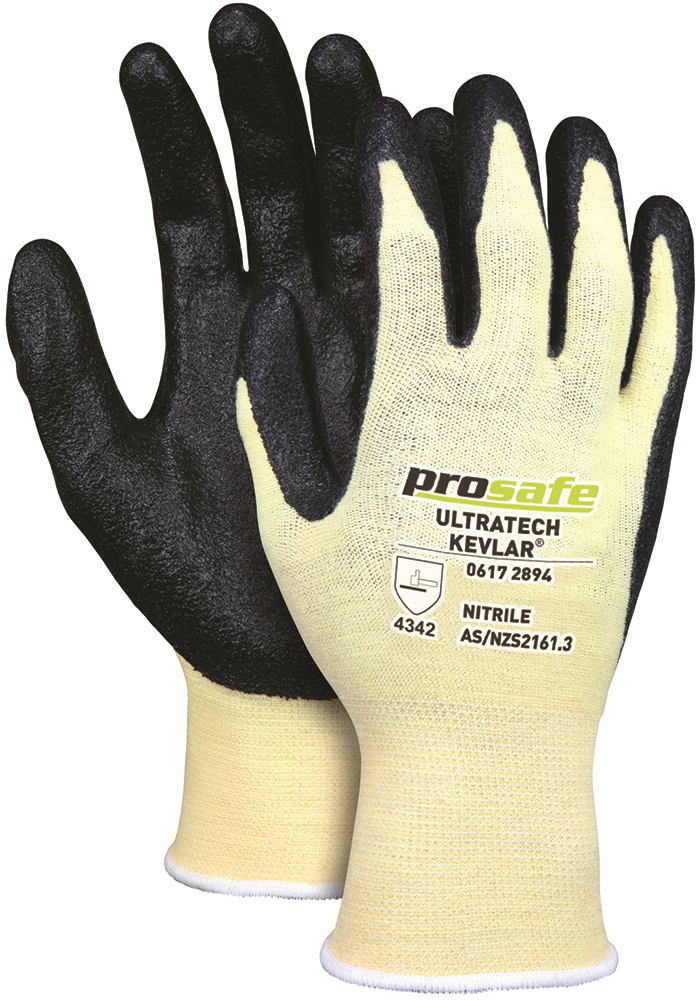 Other view of PROSAFE Ultratech W9693 Cut Resistant Gloves - Cut B - 13 Gauge Kevlar Liner - Nitrile Palm Coat - Yellow - S