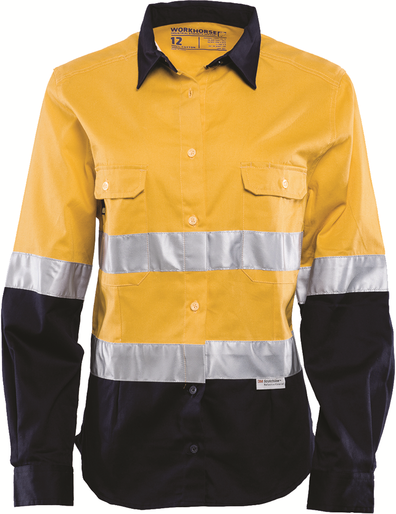 Other view of Women's 2-Tone Work Shirt – Cotton – Yellow/Navy – 6 – WSH006 – WorkHorse