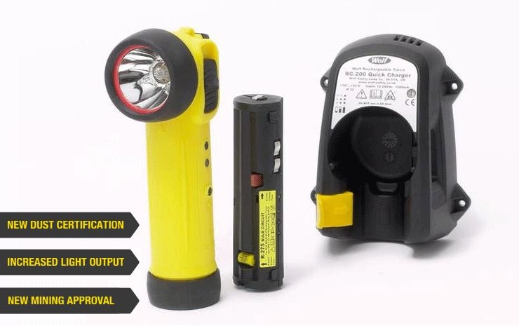 Other view of Zone 0 Rechargeable Right Angle Safety Torch - Yellow - 7.4 V - Lithium-Ion - 243 lm - LED - Wolf