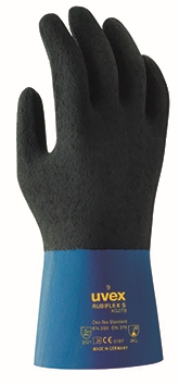 Other view of Chemical Resistant Gloves - Xtra Grip - Gauntlet - NBR with Interlock Cotton Lined - Blue/Black - Size 8 - XG27B - rubiflex S - uvex