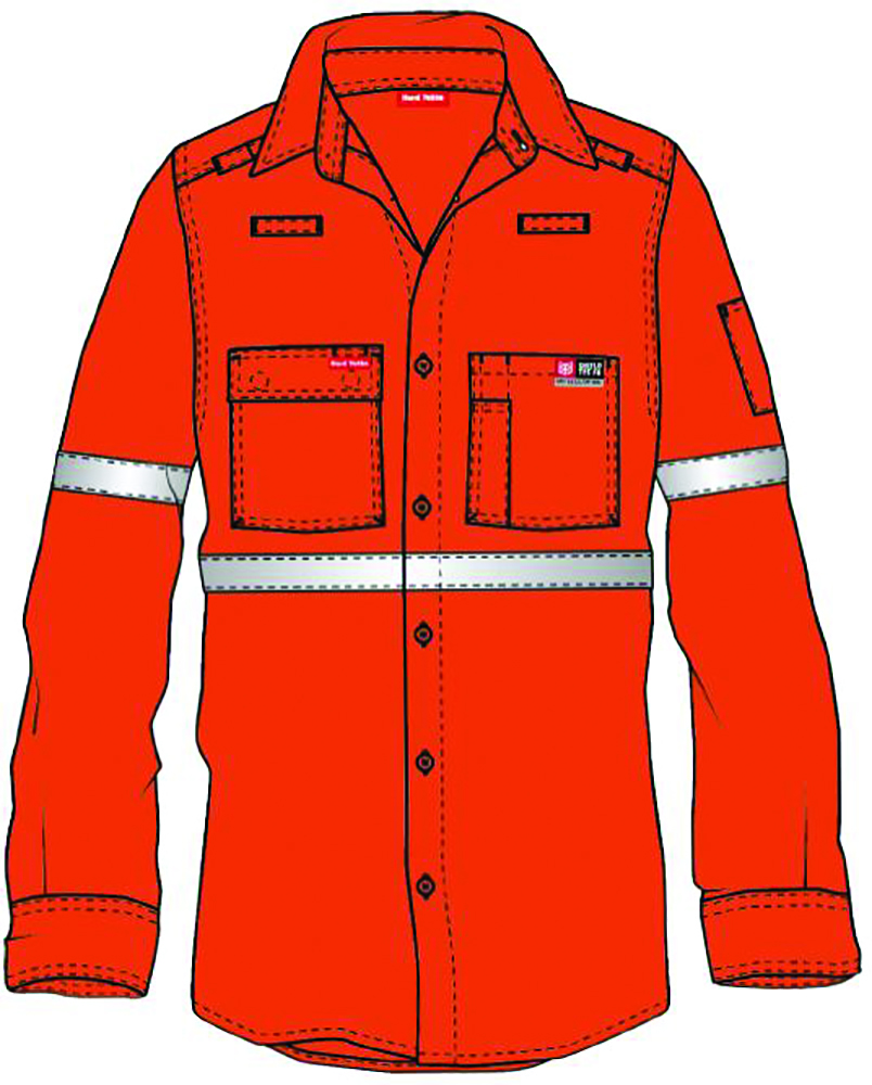 Other view of King Gee Y04315 Men Shirt - Woodside - Shieldtec Flame Resistant - Orange - With 25mm Tape - 2XL