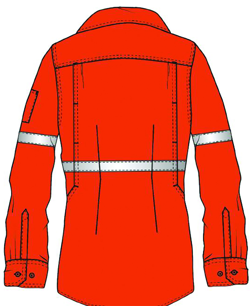 Other view of King Gee Y08750 Women Shirt - Woodside - Shieldtec Flame Resistant - Orange - With 25mm Tape - 12