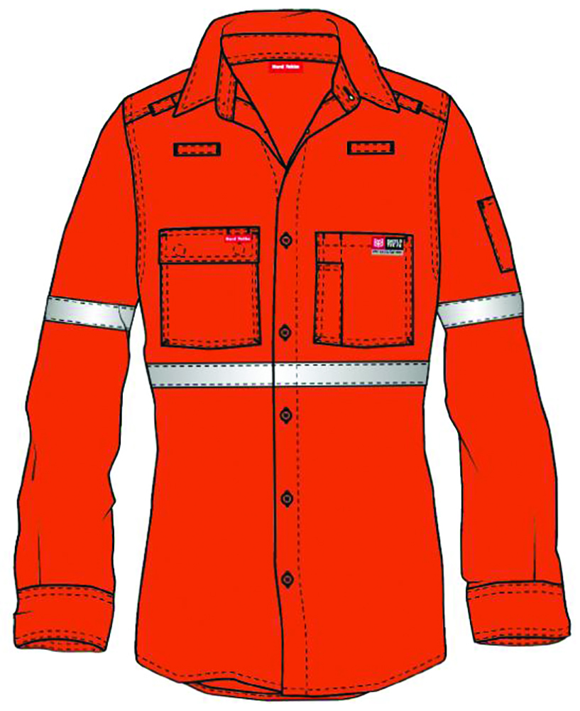 Other view of King Gee Y08750 Women Shirt - Woodside - Shieldtec Flame Resistant - Orange - With 25mm Tape - 10