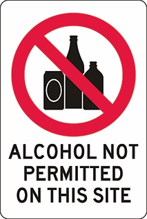 Other view of Safety Sign - Prohibition - Alcohol Not Permitted On This Site - Polypropylene - Black On White - 450 x 600 mm - Prosafe