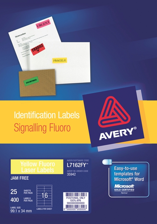 Other view of High Visibility Shipping Label - Paper - Fluorescent Yellow - 99.1 mm x 34 mm - Avery