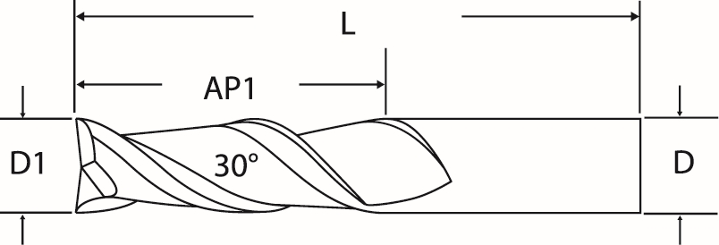 Other view of Slot Drill - Solid Carbide - 2 Flute - Corner Chamfer - 30° - Extra Long - 3 mm - 4012 - VariMill™ - Metal Removal