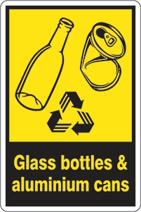 Other view of Safety Sign - Recycling - Glass Bottles and Aluminium Cans - Self-Adhesive Sticker - 300 x 125 mm - Prosafe