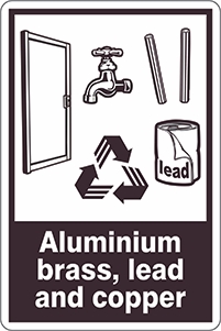 Other view of Safety Sign - Recycling - Aluminium Brass, Lead and Copper - Self-Adhesive Sticker - 300 x 125 mm - Prosafe