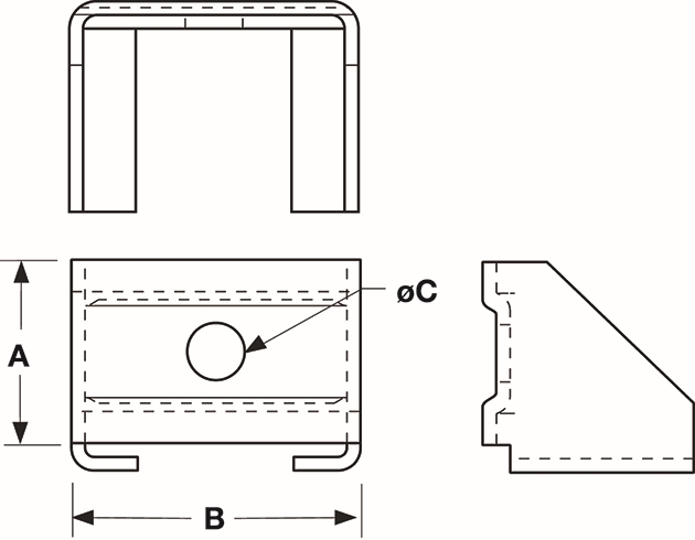 Other view of Support Bracket - Slide On - Single Sidefix - Flush Mount - Steel - ED120 - Eltrak