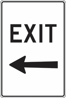 Other view of Safety Sign - Directional - Reflective - Exit Left Arrow Picto - Black/White - 450 x 600 mm - Prosafe