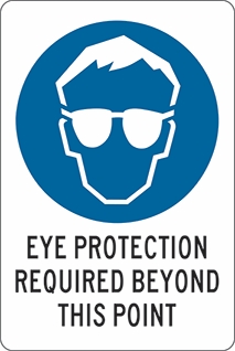 Other view of Safety Sign - Mandatory - Eye Protection Required Beyond This Point - Metal - Black On White - 300 x 450 mm - Prosafe